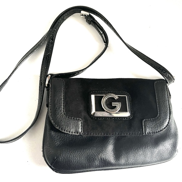 😍🌻 Guess Cross Body Bag Black Vegan Leather - Picture 1 of 6